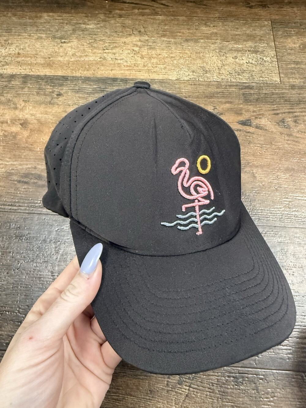 WAGGLE Golf Snap Back Hat Pink Flamingo Adjustable Vented Trucker Embroidered